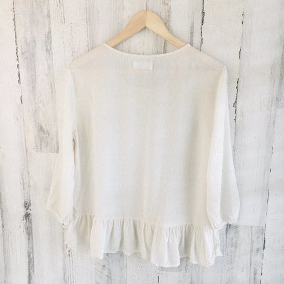 Velvet Graham Spencer Swiss Dot Ruffle Hem Top - Picture 8 of 11